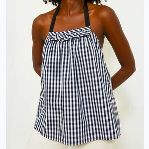 Tuckernuck Navy and White Checkered Halter Top